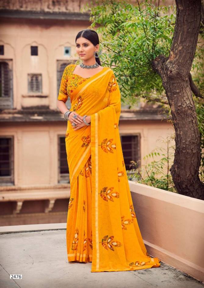 Kashvi Sunheri Ethnic Wear Printed Fancy Georgette Saree Collection